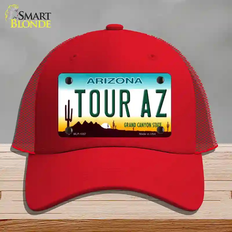 HAT17-MLP-1057 Tour Az Novelty License Plate Hat, Mesh - Red