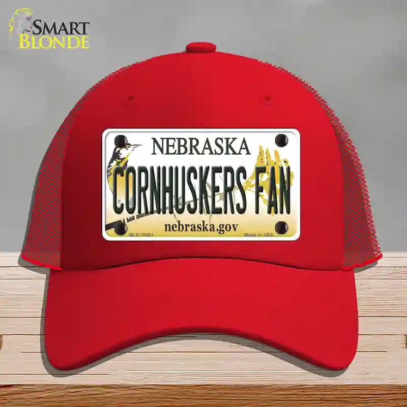 HAT17-MLP-10581 Cornhuskers Fan Nebraska Novelty License Plate Hat, Mesh - Red