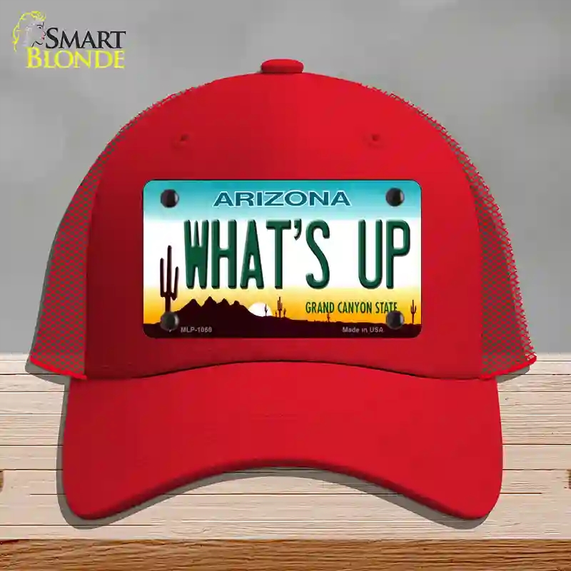 HAT17-MLP-1066 Whats Up Novelty License Plate Hat, Mesh - Red