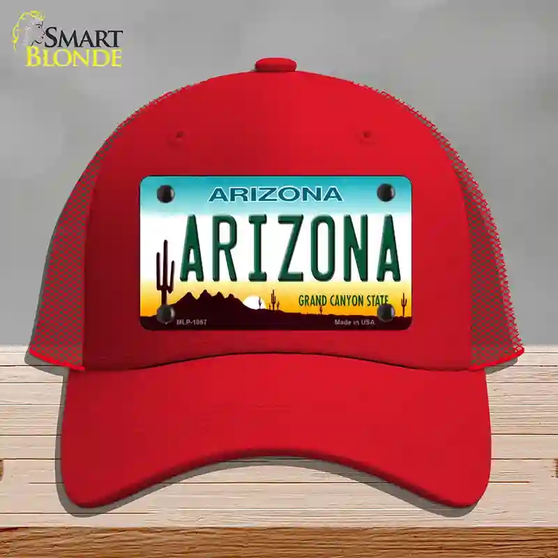 HAT17-MLP-1067 Arizona Novelty License Plate Hat, Mesh - Red