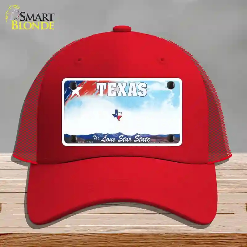 HAT17-MLP-10787 Texas   State Novelty License Plate Hat, Mesh - Red