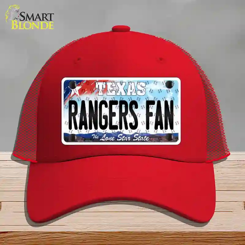 HAT17-MLP-10796 Rangers Fan Texas Novelty License Plate Hat, Mesh - Red