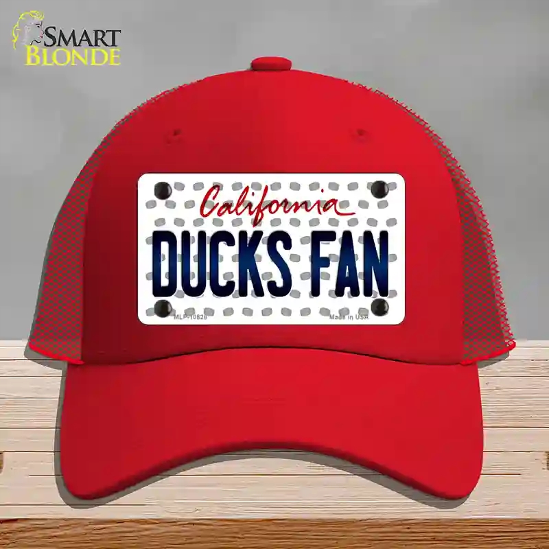 HAT17-MLP-10826 Ducks Fan California Novelty License Plate Hat, Mesh - Red