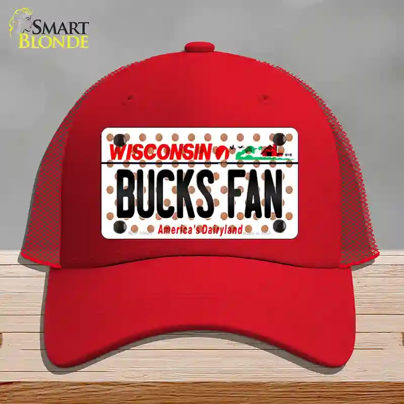 HAT17-MLP-10863 Bucks Fan Wisconsin Novelty License Plate Hat, Mesh - Red