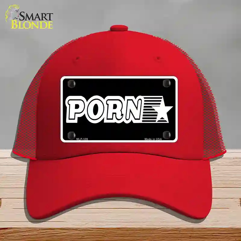 HAT17-MLP-109 Porn Star Novelty License Plate Hat, Mesh - Red