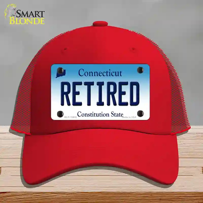 HAT17-MLP-10909 Retired Connecticut Novelty License Plate Hat, Mesh - Red