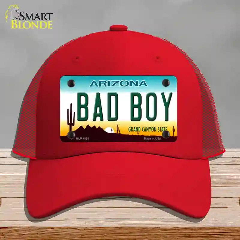 HAT17-MLP-1091 Arizona Bad Boy Novelty License Plate Hat, Mesh - Red