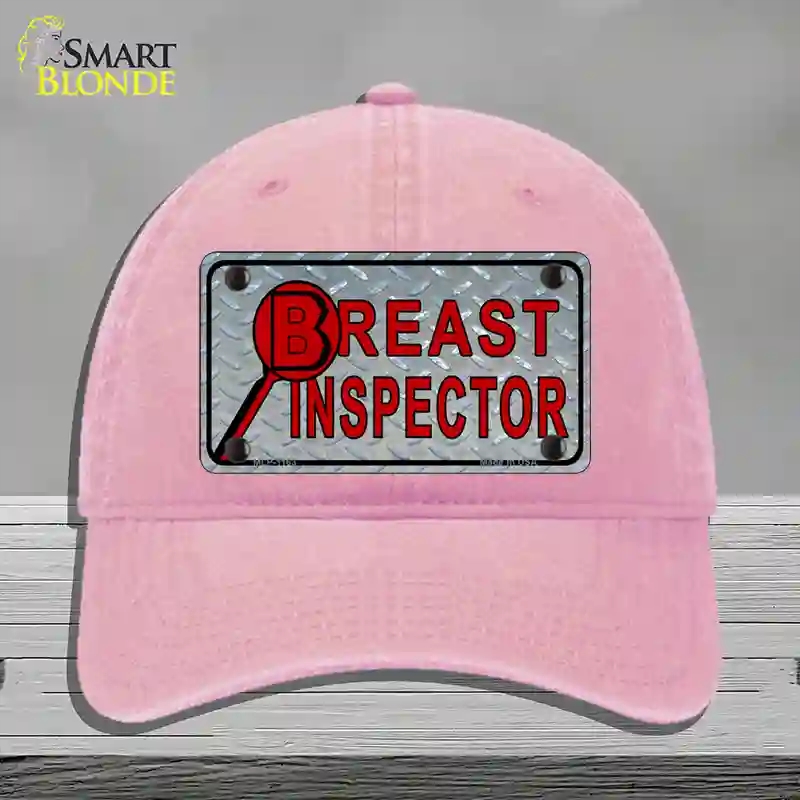 HAT12-MLP-1163 Breast Inspector Novelty License Plate Hat, Unconstructed Cotton - Pink