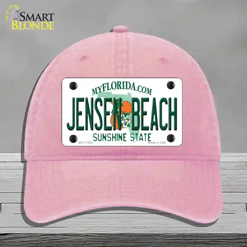 HAT12-MLP-11691 Jensen Beach Florida Novelty License Plate Hat, Unconstructed Cotton - Pink