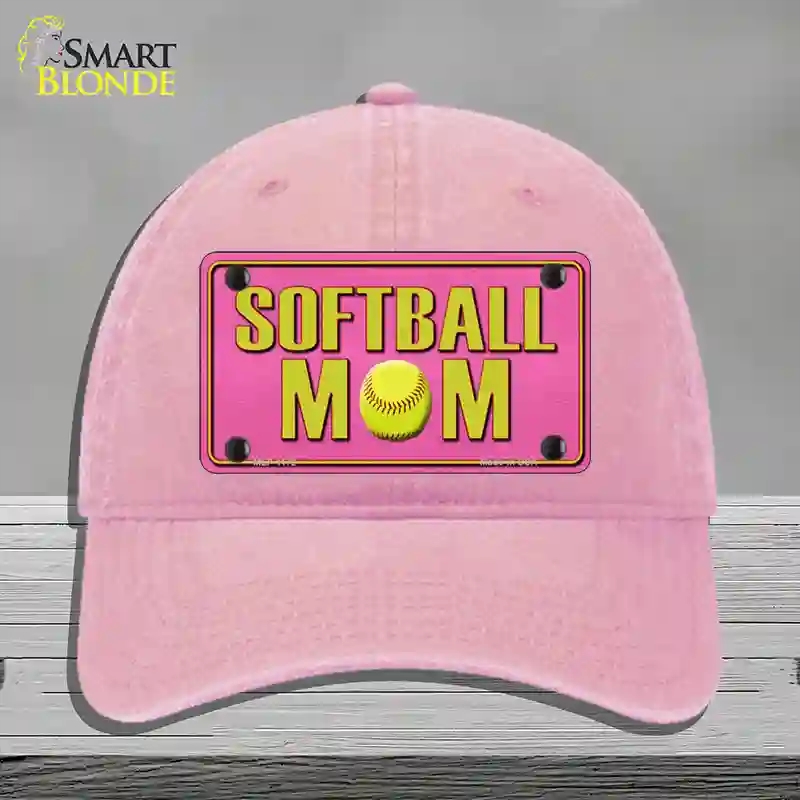 HAT12-MLP-1172 Softball Mom Novelty License Plate Hat, Unconstructed Cotton - Pink