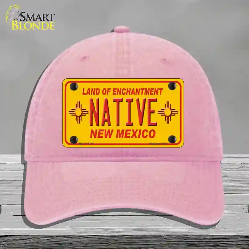 HAT12-MLP-11735 Native   Mexico Yellow State Novelty License Plate Hat, Unconstructed Cotton - Pink