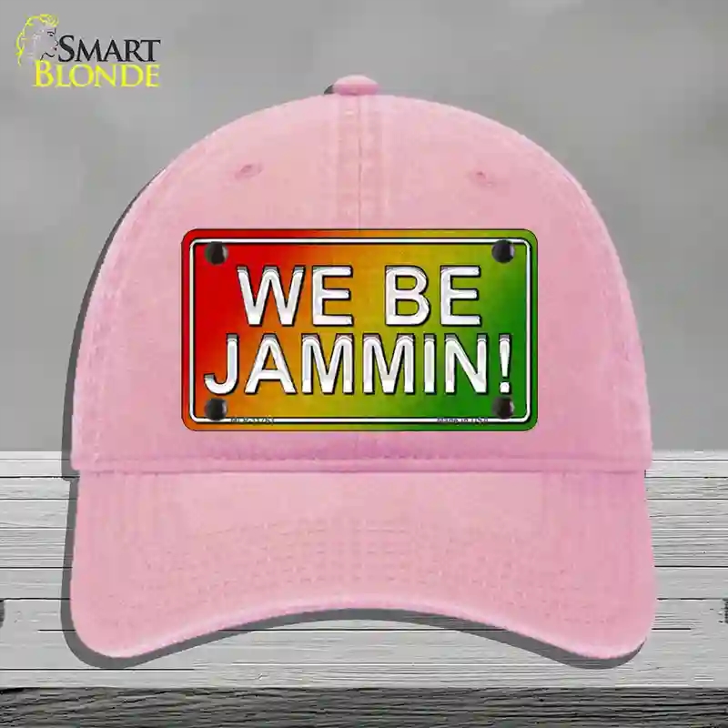 HAT12-MLP-11763 We Be Jamming Rasta Novelty License Plate Hat, Unconstructed Cotton - Pink