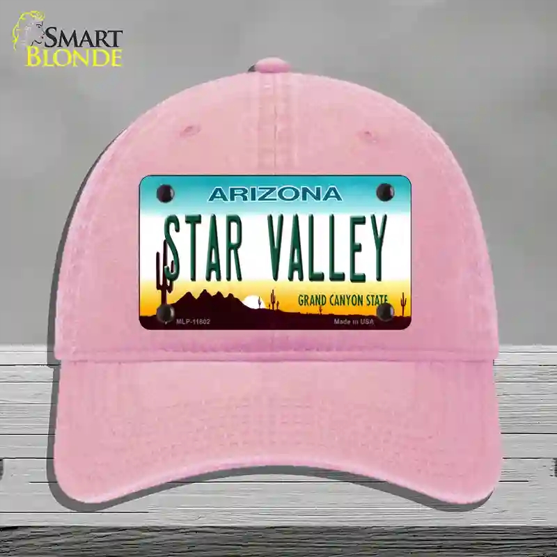 HAT12-MLP-11802 Star Valley Arizona Novelty License Plate Hat, Unconstructed Cotton - Pink