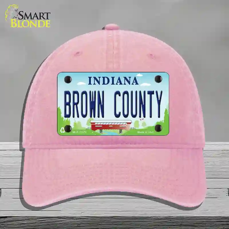 HAT12-MLP-11875 Brown County Indiana Novelty License Plate Hat, Unconstructed Cotton - Pink