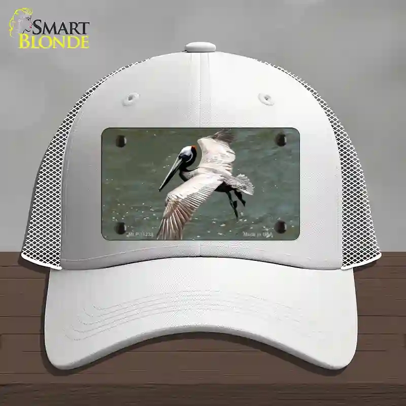 HAT19-MLP-11239 Pelican in Flight Novelty License Plate Hat, Mesh - White