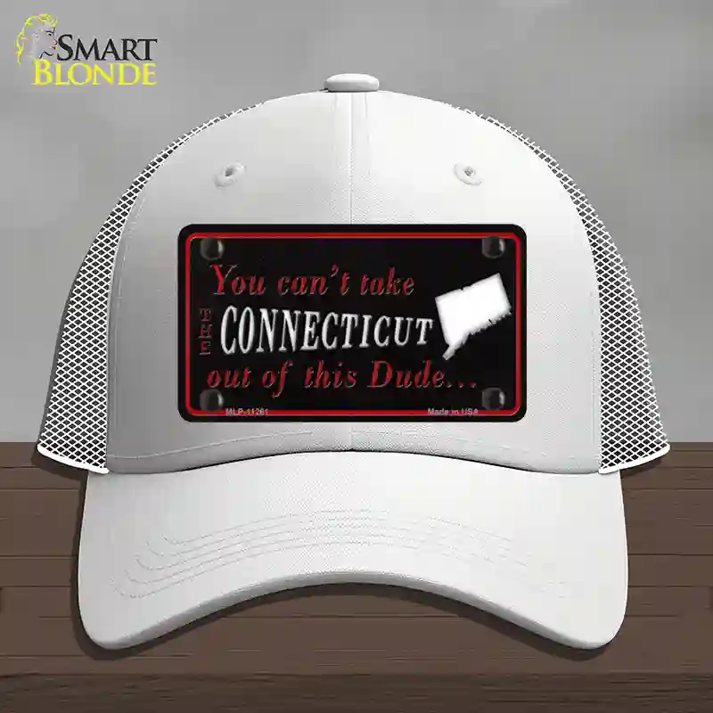 HAT19-MLP-11261 Connecticut Dude Novelty License Plate Hat, Mesh - White
