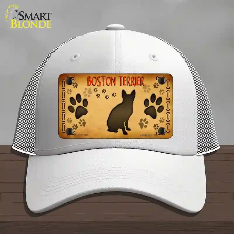 HAT19-MLP-11305 Boston Terrier Novelty License Plate Hat, Mesh - White