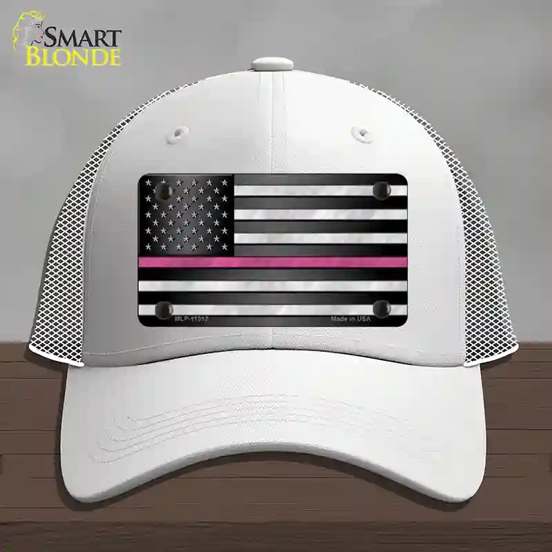 HAT19-MLP-11312 Thin Pink Line Novelty License Plate Hat, Mesh - White