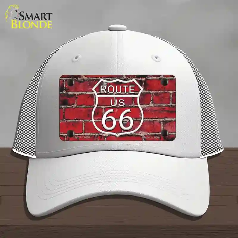 HAT19-MLP-11458 Route 66 Red Brick Wall Novelty License Plate Hat, Mesh - White