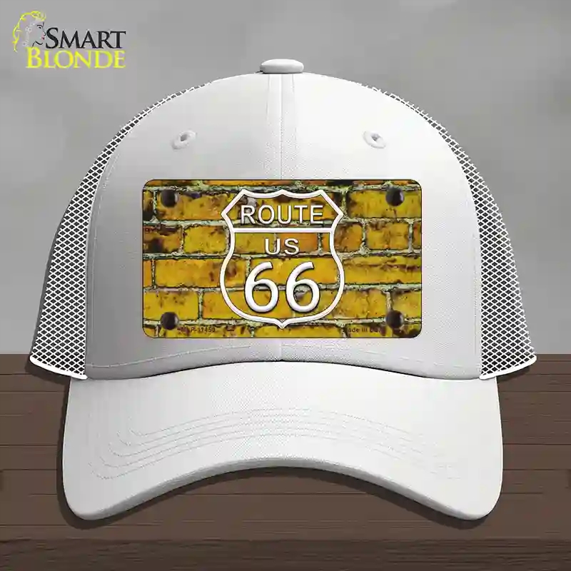 HAT19-MLP-11459 Route 66 Yellow Brick Wall Novelty License Plate Hat, Mesh - White