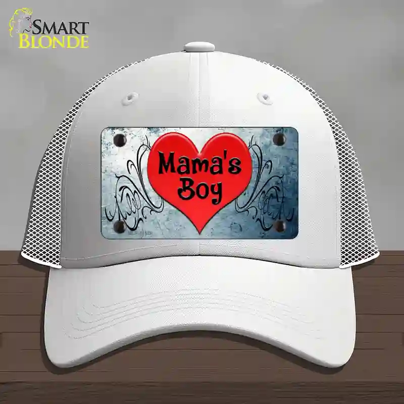 HAT19-MLP-11538 Mamas Boy Novelty License Plate Hat, Mesh - White
