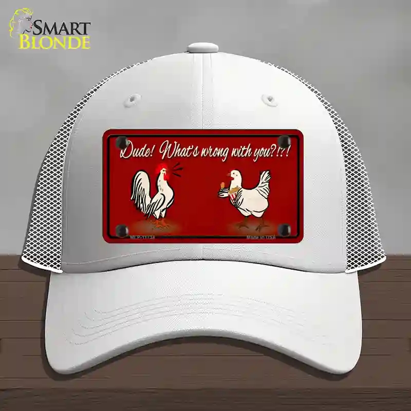 HAT19-MLP-11734 Dude Whats Wrong with You Novelty License Plate Hat, Mesh - White