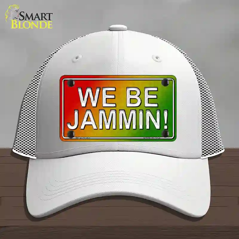 HAT19-MLP-11763 We Be Jamming Rasta Novelty License Plate Hat, Mesh - White