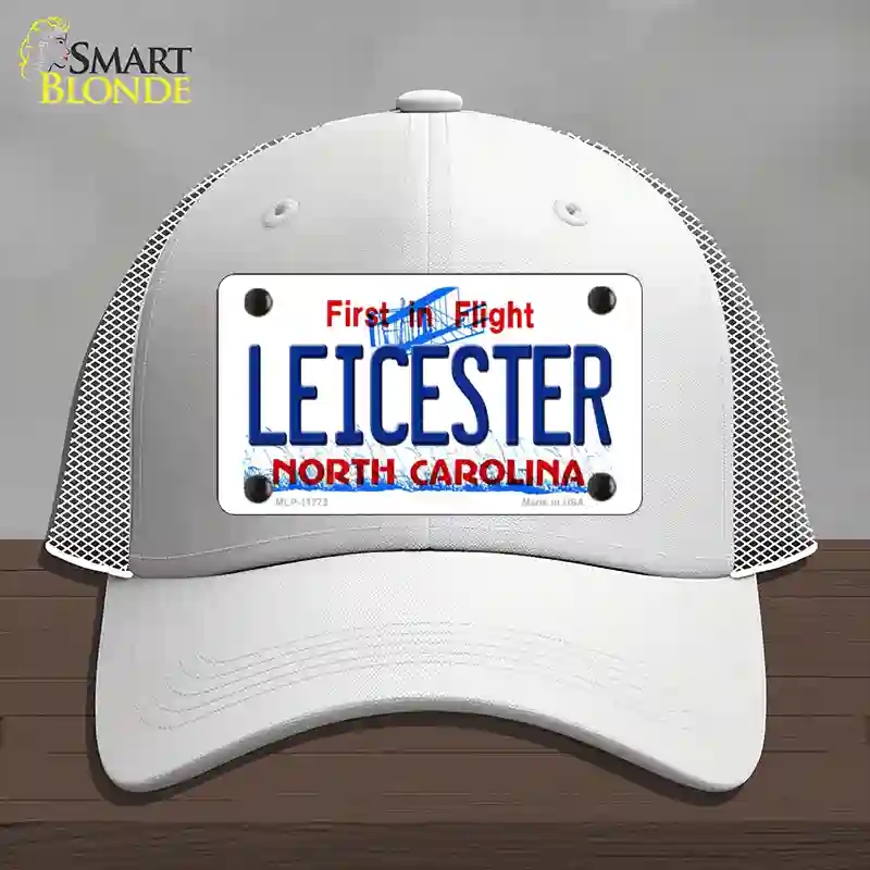 HAT19-MLP-11773 Leicester North Carolina State Novelty License Plate Hat, Mesh - White