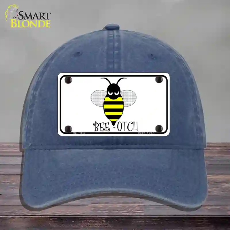 HAT11-MLP-1143 Bee-otch Novelty License Plate Hat, Unconstructed Cotton - Navy