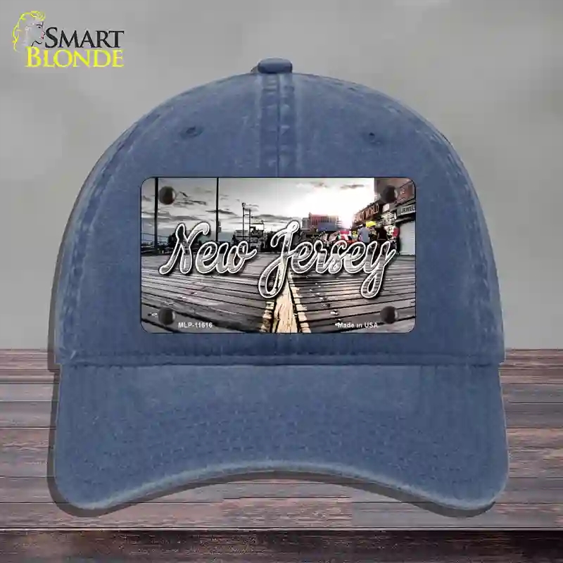 HAT11-MLP-11616   Jersey Boardwalk State Novelty License Plate Hat, Unconstructed Cotton - Navy