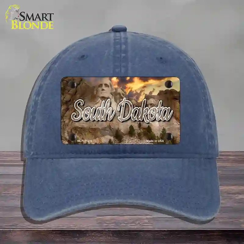 HAT11-MLP-11630 South Dakota Mt Rushmore State Novelty License Plate Hat, Unconstructed Cotton - Navy