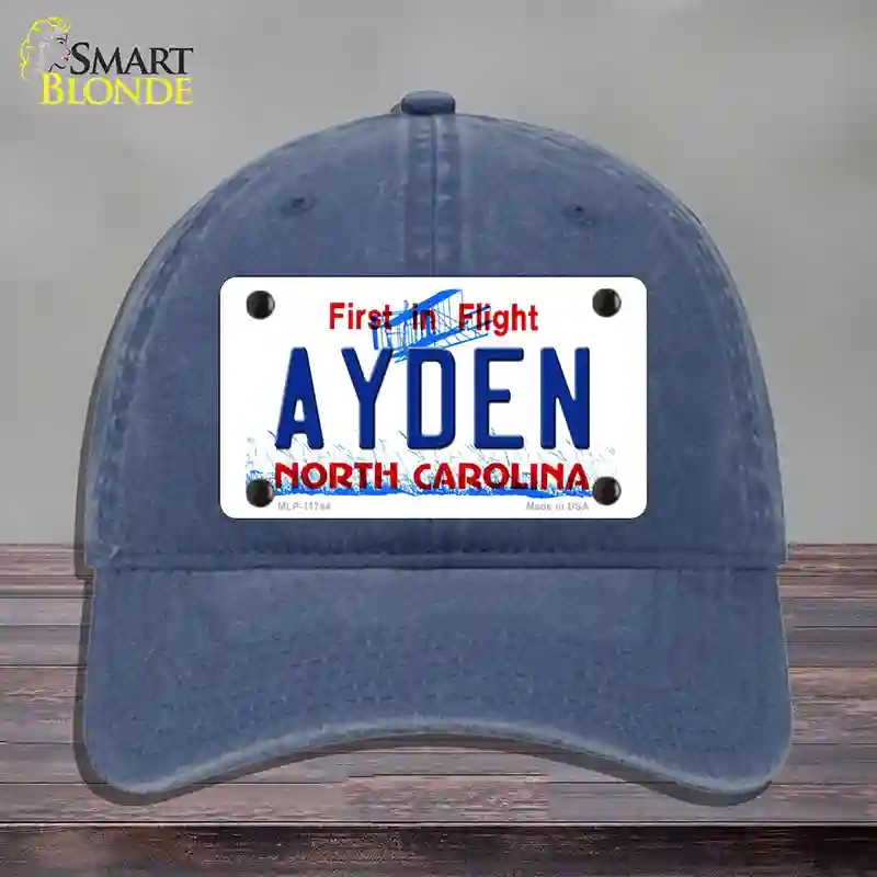 HAT11-MLP-11744 Ayden North Carolina State Novelty License Plate Hat, Unconstructed Cotton - Navy