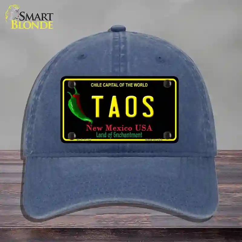 HAT11-MLP-11752 Taos   Mexico Black State Novelty License Plate Hat, Unconstructed Cotton - Navy