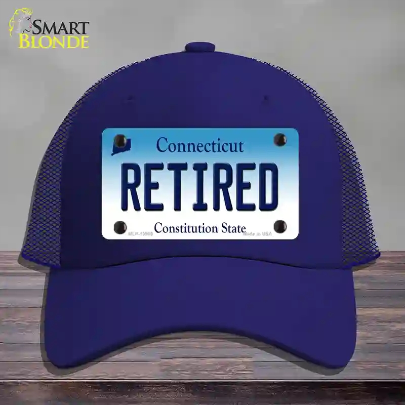 HAT18-MLP-10909 Retired Connecticut Novelty License Plate Hat, Mesh - Royal Blue
