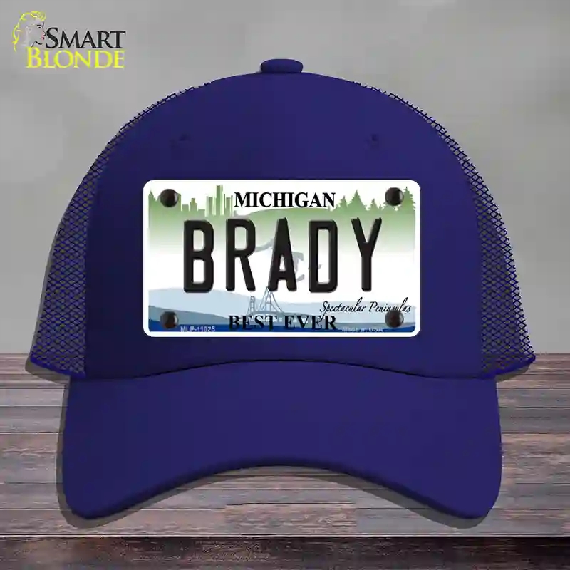 HAT18-MLP-11025 Brady Michigan Novelty License Plate Hat, Mesh - Royal Blue