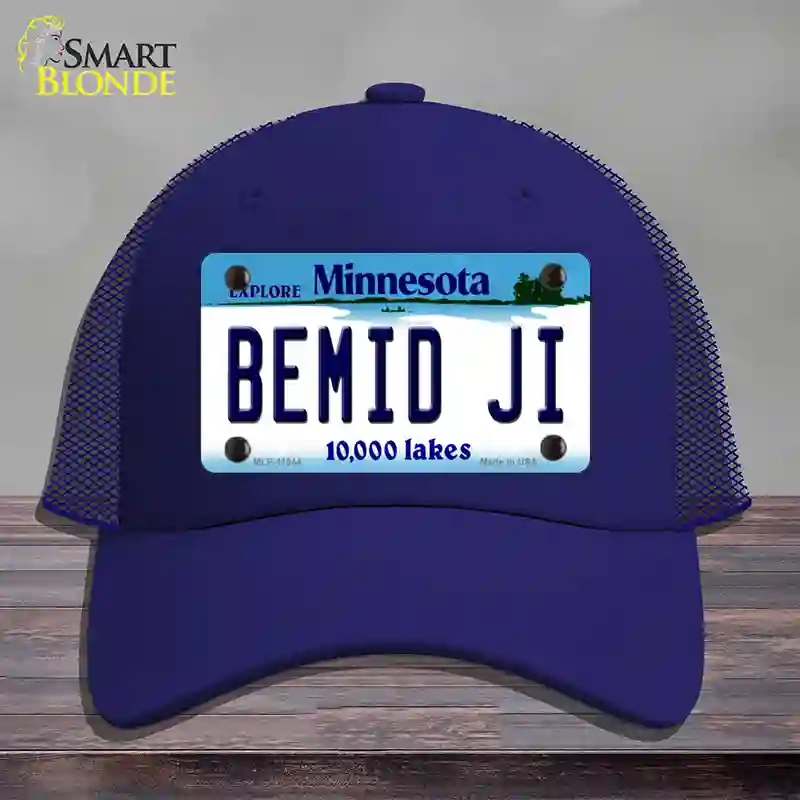 HAT18-MLP-11044 Bemid Ji Minnesota State Novelty License Plate Hat, Mesh - Royal Blue