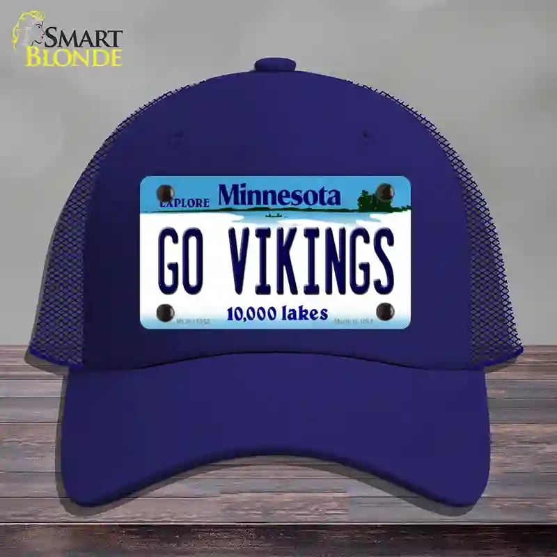 HAT18-MLP-11052 Go Vikings Minnesota Novelty License Plate Hat, Mesh - Royal Blue