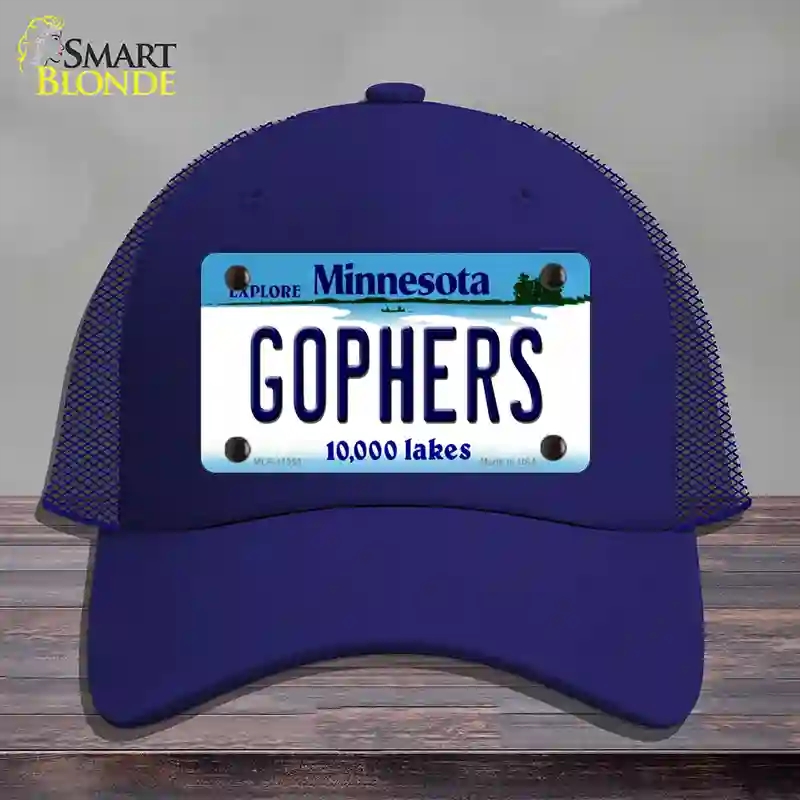 HAT18-MLP-11053 Gophers Minnesota State Novelty License Plate Hat, Mesh - Royal Blue