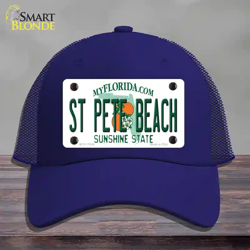 HAT18-MLP-11084 St Pete Beach Florida Novelty License Plate Hat, Mesh - Royal Blue