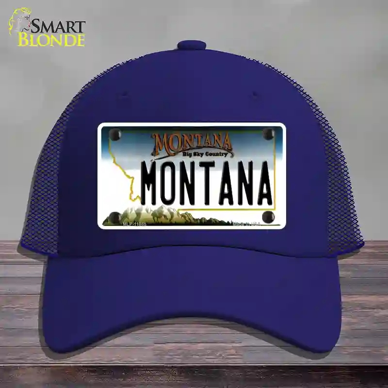 HAT18-MLP-11085 Montana State Novelty License Plate Hat, Mesh - Royal Blue