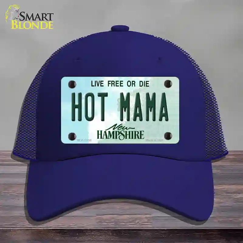 HAT18-MLP-11155 Hot Mama   Hampshire State Novelty License Plate Hat, Mesh - Royal Blue