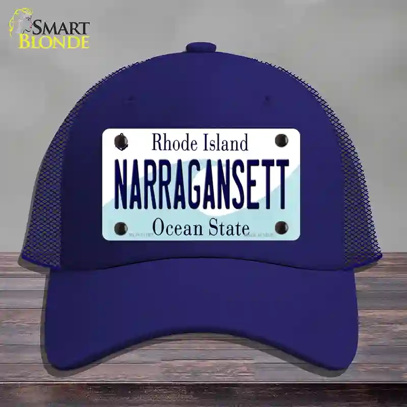 HAT18-MLP-11187 Narragansett Rhode Island State Novelty License Plate Hat, Mesh - Royal Blue