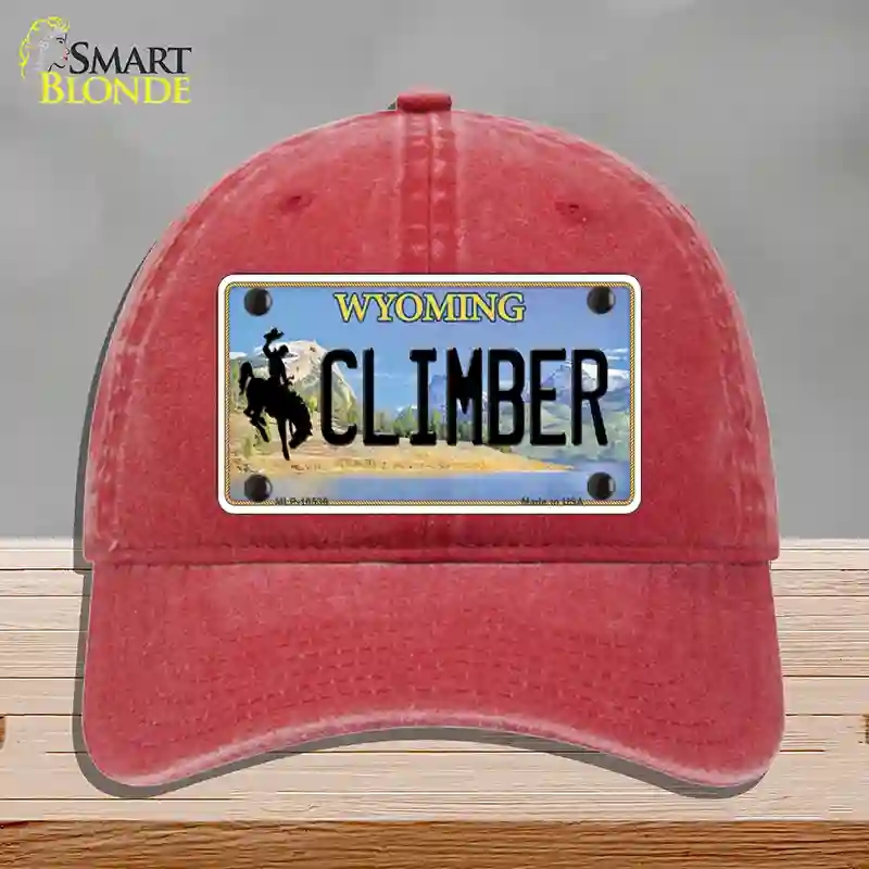 HAT13-MLP-10536 Climber Wyoming Novelty License Plate Hat, Unconstructed Cotton - Red