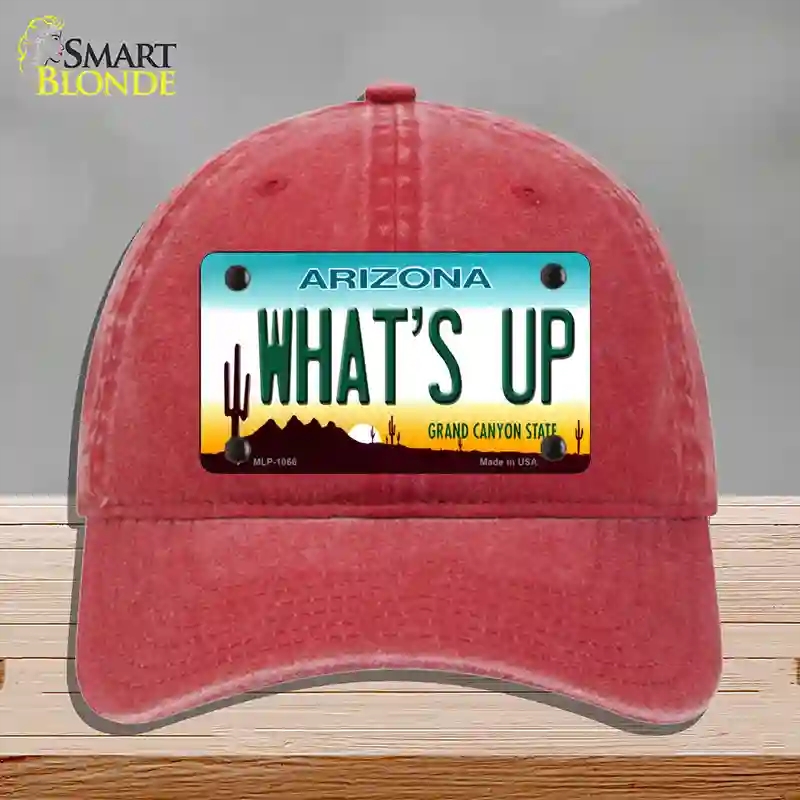 HAT13-MLP-1066 Whats Up Novelty License Plate Hat, Unconstructed Cotton - Red