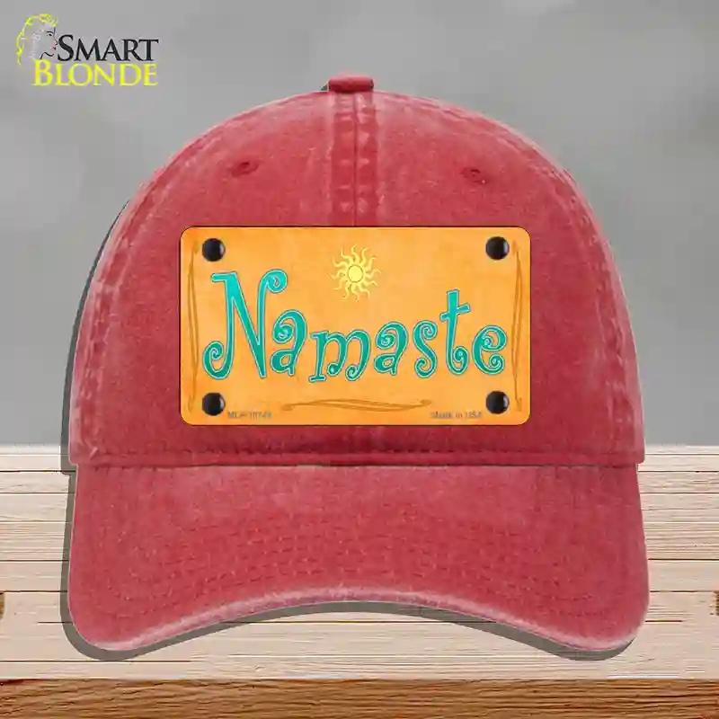 HAT13-MLP-10744 Namaste Novelty License Plate Hat, Unconstructed Cotton - Red