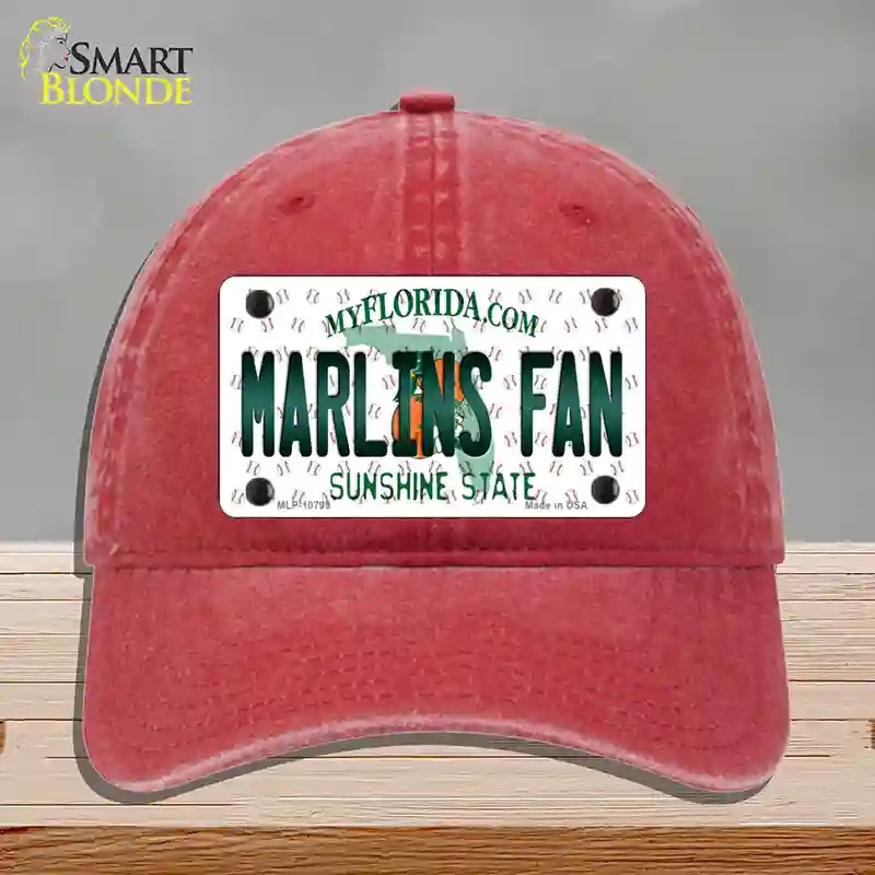 HAT13-MLP-10799 Marlins Fan Florida Novelty License Plate Hat, Unconstructed Cotton - Red