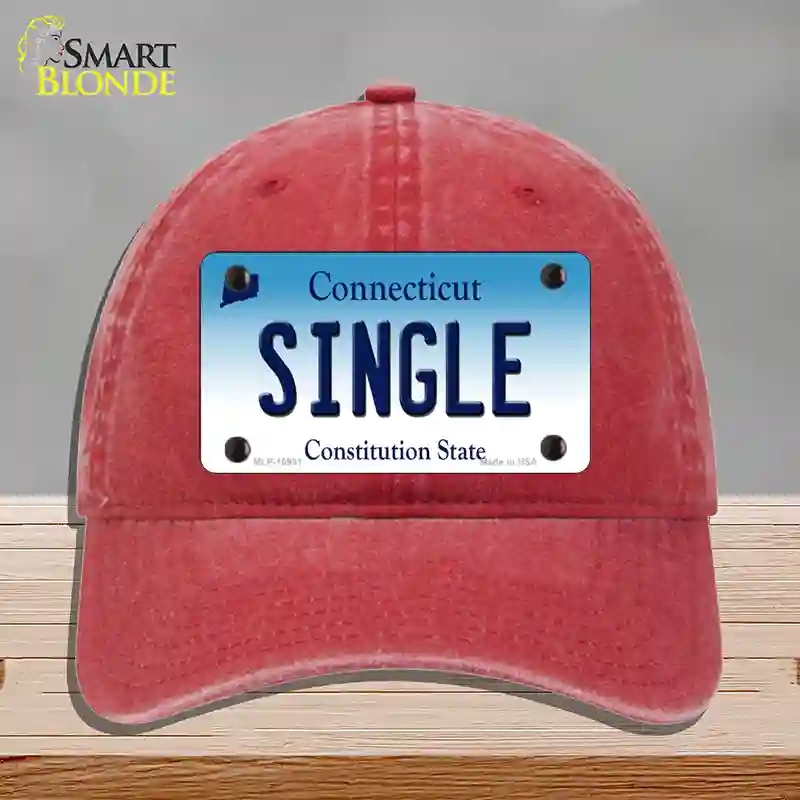 HAT13-MLP-10931 Single Connecticut Novelty License Plate Hat, Unconstructed Cotton - Red