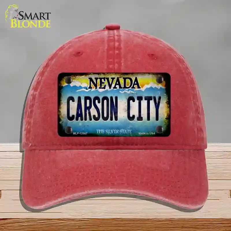HAT13-MLP-12067 Nevada Carson City Novelty License Plate Hat, Unconstructed Cotton - Red