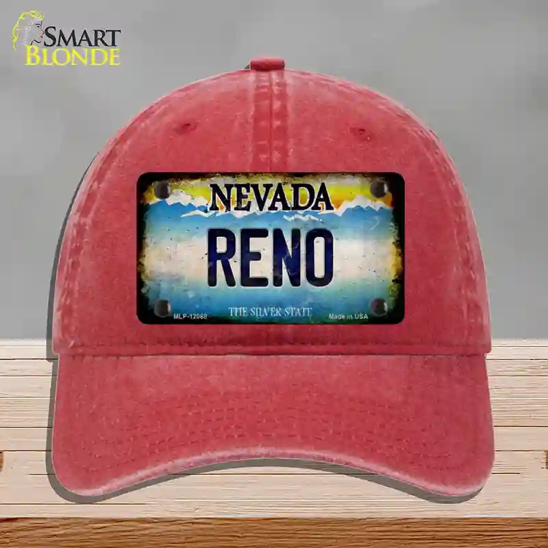 HAT13-MLP-12068 Nevada Reno Novelty License Plate Hat, Unconstructed Cotton - Red
