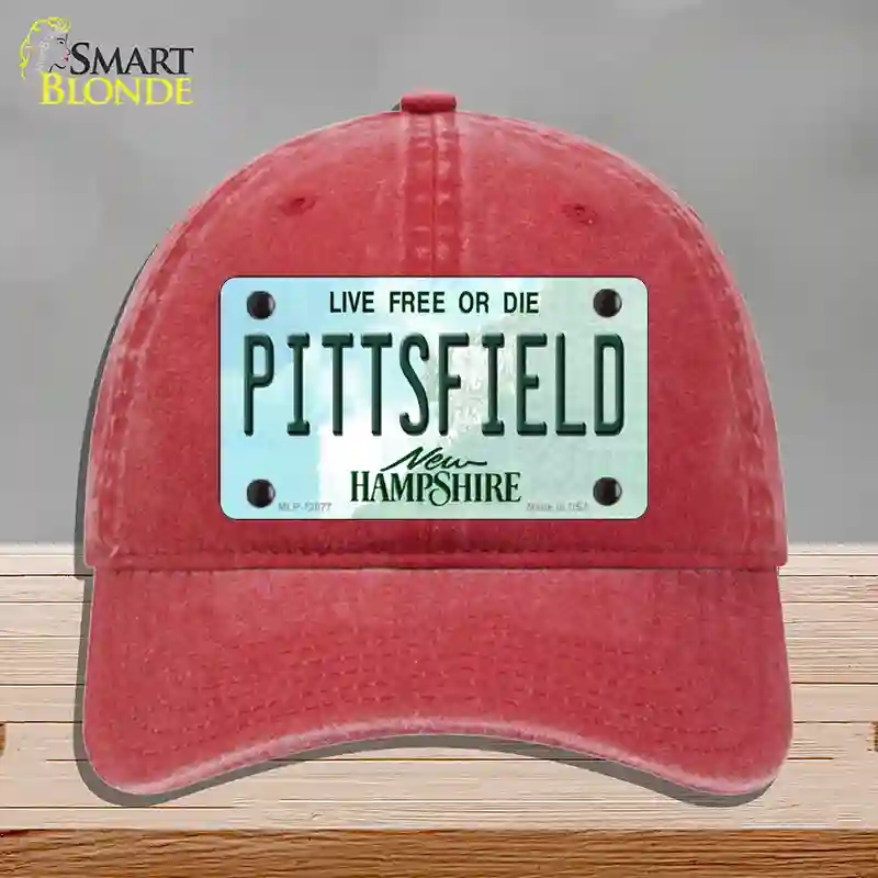 HAT13-MLP-12077 Pittsfield   Hampshire State Novelty License Plate Hat, Unconstructed Cotton - Red